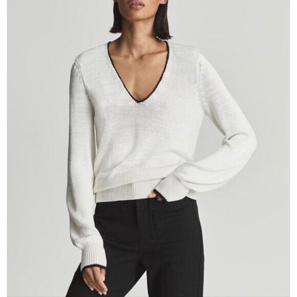 Reiss Talia V Neck Knit Sweater - Picture 1 of 6